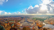 Rome, Italy with Vatican city. Famous Saint Peter's Square in Vatican and aerial view of the city with building and panorama ancient cityscape in the morning cloud and light.