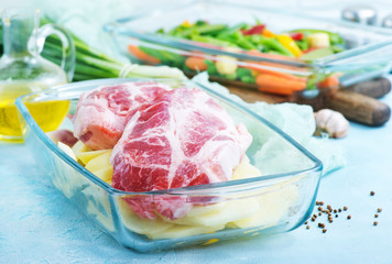 Wall Mural - vegetables and meat in bowl