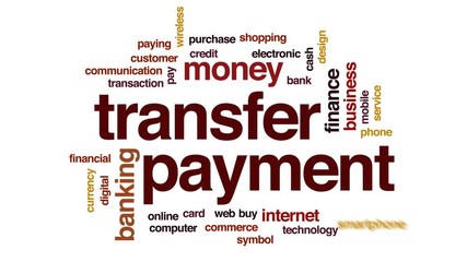 Wall Mural - Transfer payment animated word cloud, text design animation.