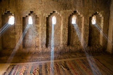 Wall Mural - Rays of sunlight in Amridil Kasbah - Morocco