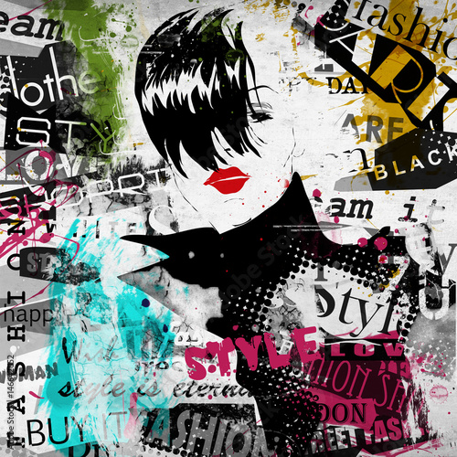 Fototapeta dla dzieci Fashion girl in sketch-style.