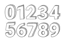 Set Of Hand Drawn Vector Numbers Isolated On White Background