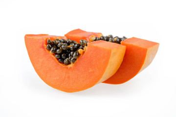 Wall Mural - ripe papaya isolated on the white background.