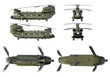 3D renders of army helicopter CH-47 Chinook