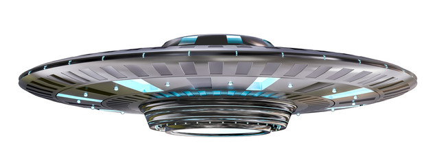 Poster - Vintage UFO isolated on white background 3D rendering