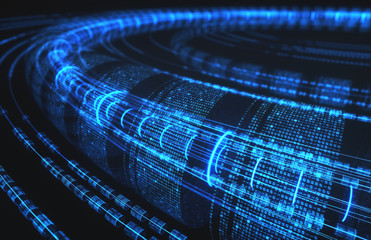 Wall Mural - 3d illustration, abstract background, technology concept. binary tubes and connections.