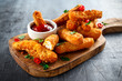 Crispy Halloumi cheese sticks Fries with Chili sauce for dipping.