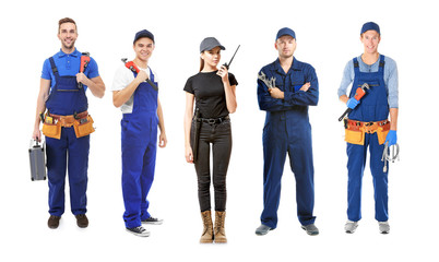 Wall Mural - Workers of different professions on white background