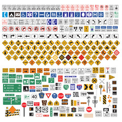 road signs and symbols set