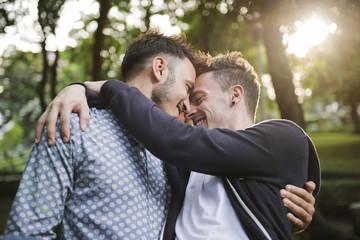 Wall Mural - Gay Couple Love Outdoors Concept