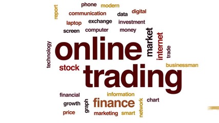 Wall Mural - Online trading animated word cloud, text design animation.