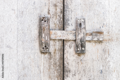 Wooden Textured White Door With Latch Rustic Interior In Bali