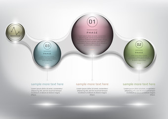 Wall Mural - abstract info graphic with circle elements. 3 parts concept. can be used for workflow layout, banner
