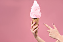 Woman Pointing With Index Finger On Candy Floss