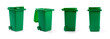 green wheelie waste bin isolated on white background