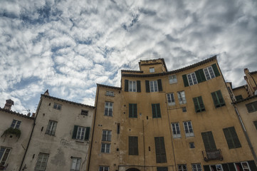 Lucca (Tuscany, Italy), the famous medieval square known as Piazza Amphitheater