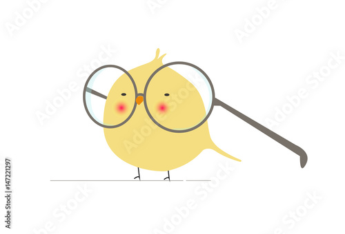Animated Cartoon Geeky And Funny Bird Character With Huge Glasses