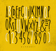 Alphabet straight lines font yellow