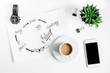 set for business strategy on table background top view space for text