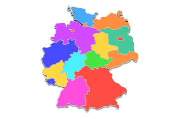  Colored map of Germany, 3D rendering