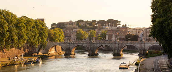 Wall Mural - Bridge over Tiber river - Rome, Italy