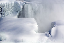 Winter Time, Frozen Niagara Waterfalls In Canada. 