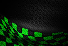 Green And Black Carbon Fiber Background.
