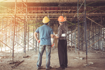 two business man construction site engineer