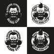 © Agor2012 - Logos of the athletic club in retro style. Bearded aggressive man with dumbbells. Vector illustration.