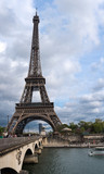 Fototapeta Boho - Eiffel Tower with bridge over river Seine,Paris,France