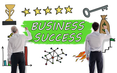 Business success concept drawn by businessmen