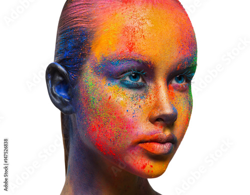 Creative art of make up, fashion model closeup portrait