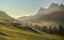 Alpine Meadow At Sunset, Dolomites, Italy
