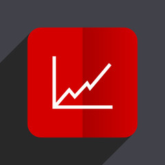 Aufkleber - Chart flat design white and red vector web icon on gray background with shadow in eps10.