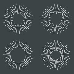 Wall Mural - set linear sun rays painted in vintage style
