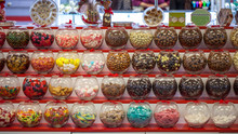 Filled Glass Candy Jars At The Fair