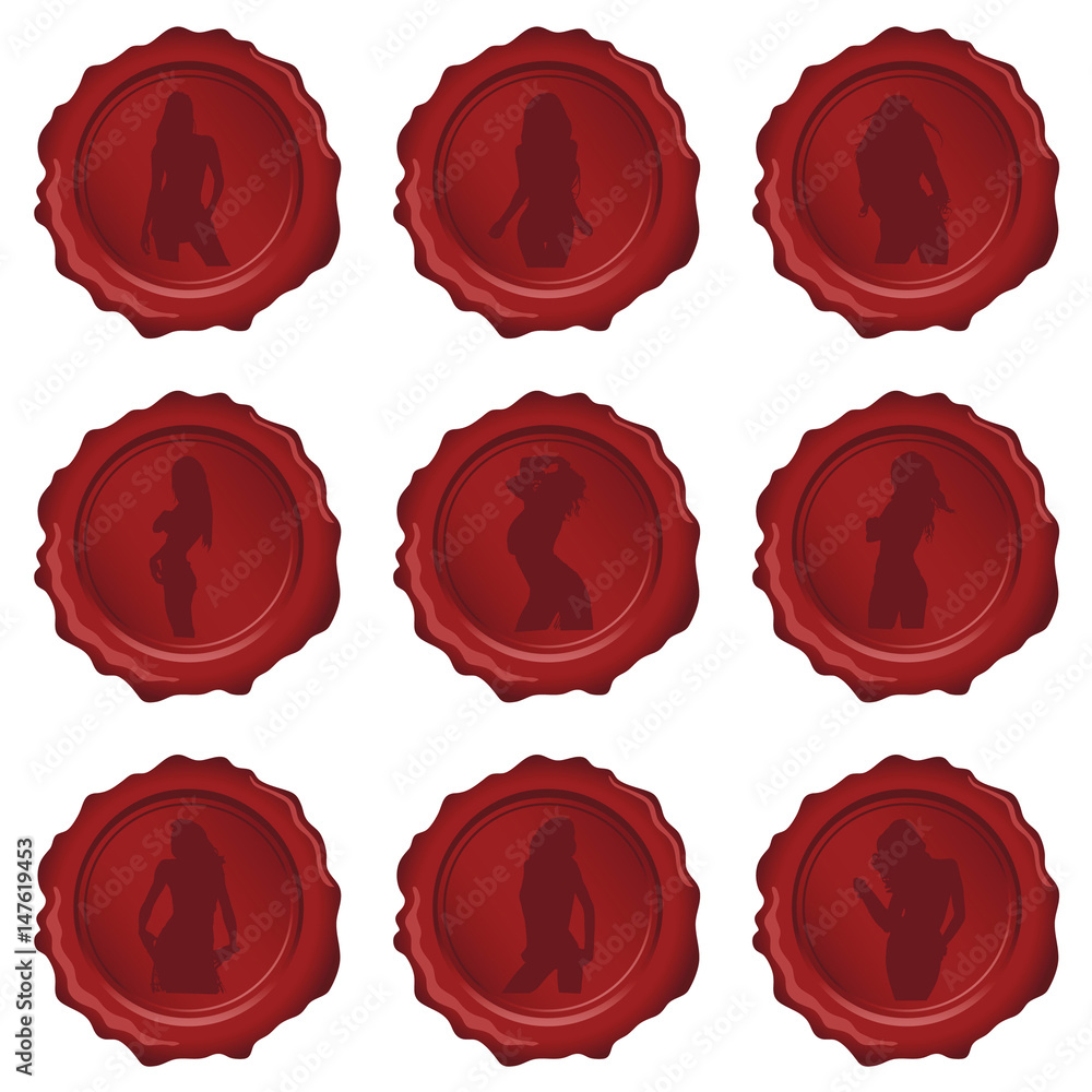 seal wax with girl figure silhouette on it illustration