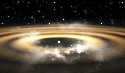 Wall Mural - protoplanetary disk. rings around young star suggest planet formation in progress, illustration