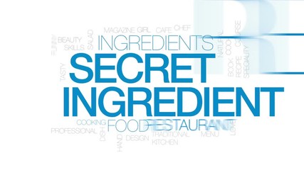 Wall Mural - Secret ingredient animated word cloud, text design animation. Kinetic typography.