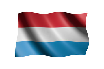 Flag of Luxembourg isolated on white, 3d illustration