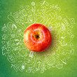 © kirasolly - Healthy lifestyle concept with apple and doodles
