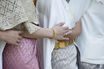 Bridal couple with friends in Natural background