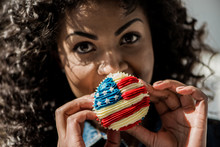 Girl With American Flag Cupcake