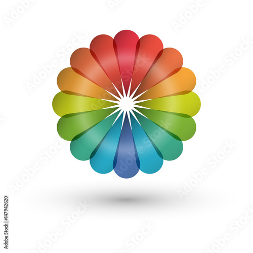 Rainbow Flower Logo 3d Vector Icon And Design Element Bright And