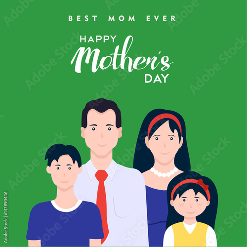 Happy mothers day family typography illustration Canvas Print