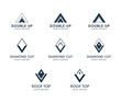 Diamond and triangle logo set. Silhouette vector collection. Business Real Estate icons and shapes with text placeholders.