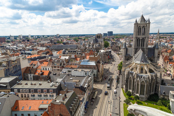 Poster - St Nicholas Church and Panoramic View of Gent