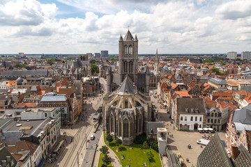 Poster - St Nicholas Church and Panoramic View of Gent