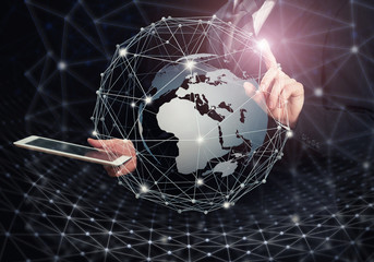 Wall Mural - innovative technology. global connections concept. 3d illustration elements in collage