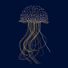 Concept Abstract Jellyfish Vector Illustration. Elegant Dot-style Luxury Image For Marine Inspired Design